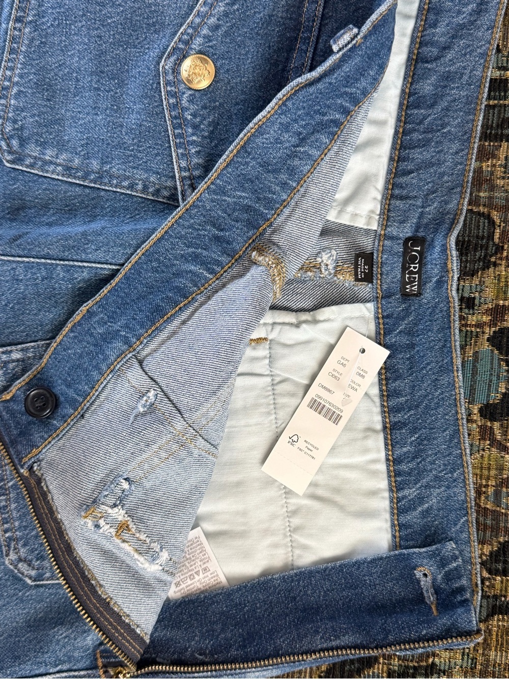 J.Crew Nautical Denim Shorts Gold Crest Buttons NWT 27 - Picture 8 of 10